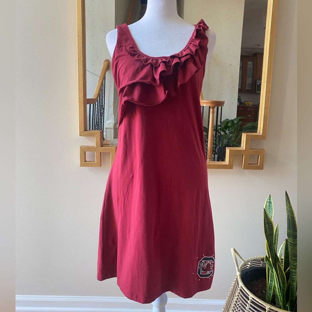 🆕 USC Gamecocks sleeveless tank dress with ruffles around neckline
